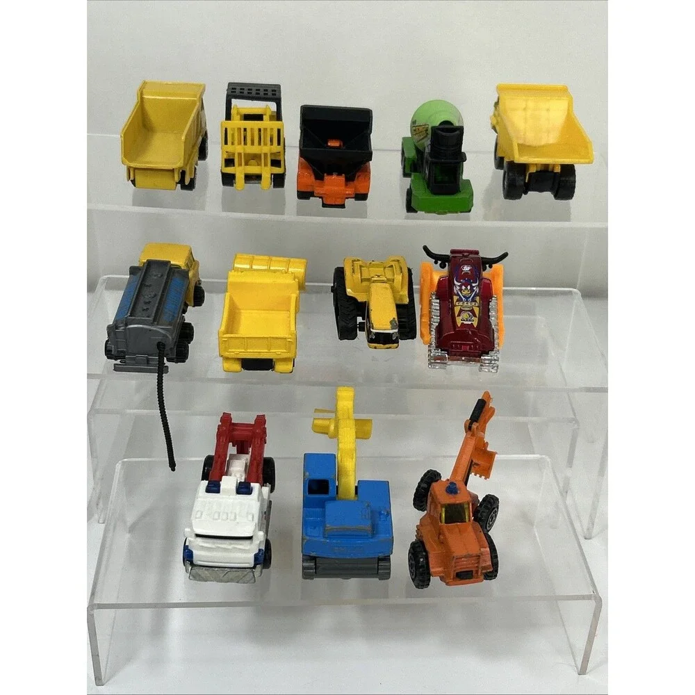 Vtg Hot Wheels Construction Lot Dump Cement Tow Truck Excavator Caterpillar